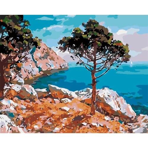 YNX new 5D diamond painting round diamond seaside landscape cross stitch hanging painting square diamond DIY small tree diamond
