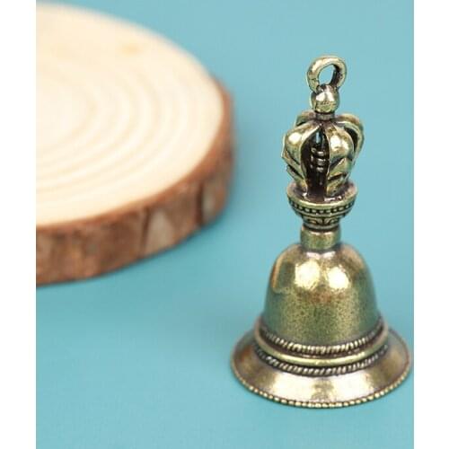 1PC Brass Handicraft die-casting Drop Magic Bell Key Car Button Wind Bell Tibetan Bronze Bell Creative Home Decoration Pendant