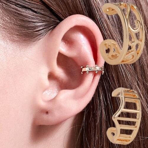 1PCS Wholesale Jewelry Simple Clip-on Ear Clips Geometric U-shaped Non-pierced Earrings Personality Punk Hollow Jewelry