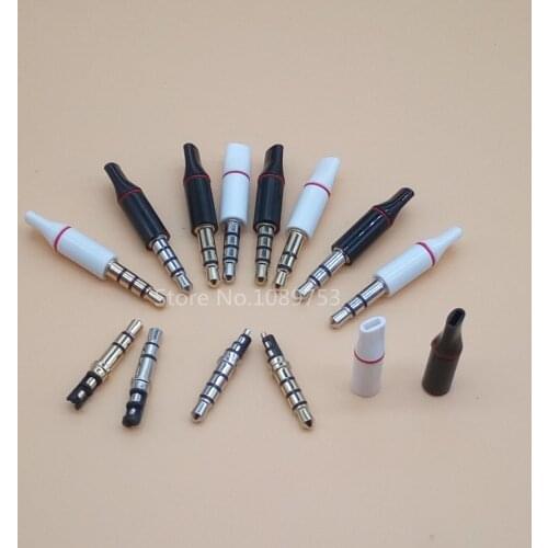 10pcs 3.5mm stereo headset plug jack 4 pole 3 pole 3.5 mm audio plug Jack Adapter connector Flat wire