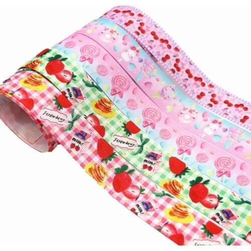 5 Yards Grosgrain Ribbon Lollipops,Fruits Printed Ribbon 1" 25MM For Hair Bows DIY Crafts Handmade Accessories M19061002