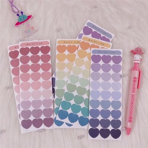 54PCS / 2 sheets love shape colorful stickers DIY scrapbooking album diary happy planner phone decorative stickers