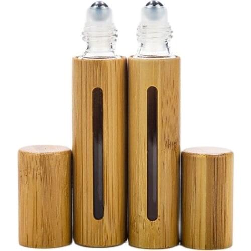 8ml 10ml 15ml Bamboo Roller Ball Bottle Essential Oil Storage Containers Empty Cosmetic Packaging Roll On Perfume Bottle 25pcs