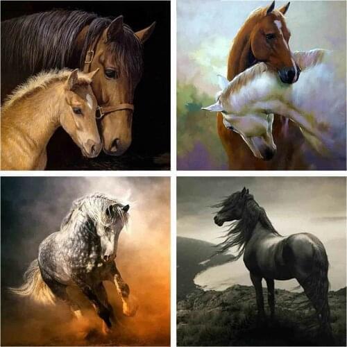 HUACAN Full Square/Round Diamond Painting Horse 5D DIY Diamond Embroidery Cross Stitch Animal Mosaic Pictures Wall Art