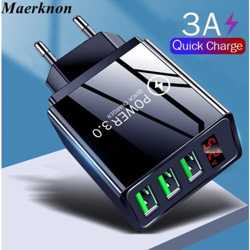 3A usb fast charger 3 ports with LED display universal mobile phone chargers For iphone Samsung Huawei quick charging charger