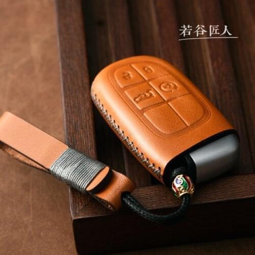Genuine Leather Car Remote Key Cover Case For Dodge Journey Charger for Jeep Renegade Grand Cherokee for Chrysler 200 300