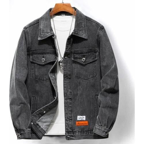 Men Denim Coat Spring Autumn New Boy Stand Collar Jean Jackets black Male Casual Street Wear Loose Washed Cowboy Outerwear