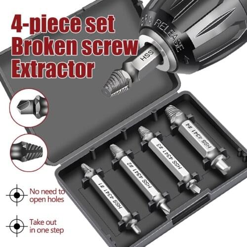 HHS Double Ended Screw Extractor Drill Bit Extractor Damaged Screw Extractor Drill Set Broken Speed Out Bolt Extractor Bolt Stud