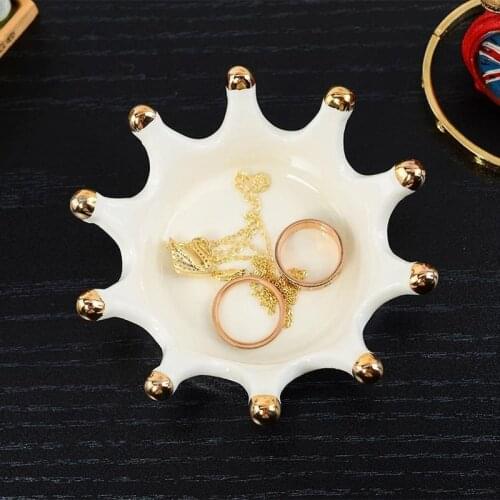 Crown Shape Ceramic Jewelry Plate Hand-painted Storage Tray Decorative Tray Table Dish Decoration