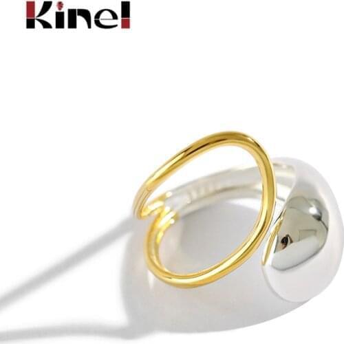 Kinel 925 Sterling Silver Ring INS Minimalist Crossed Wide-Faced Water Drops Rings for Women Bijoux Femme Jewelry 2020 New