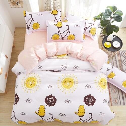 Mylb cartoon cute Home Textile Simple Bedding Sets Duvet Cover Pillowcase Flat Sheet Boy Teen Adult Girls Bedding set
