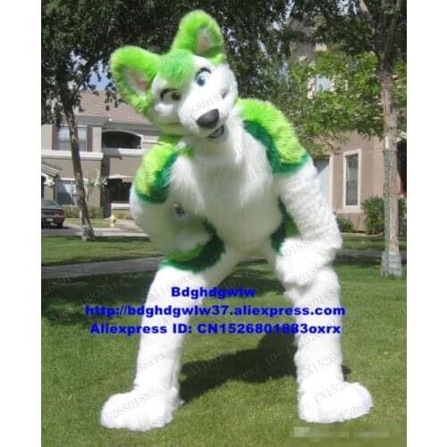 Colorful Long Fur Wolf Fox Husky Dog Mascot Costume Adult Cartoon Character All Saints' Day Anniversary Celebrations zx139