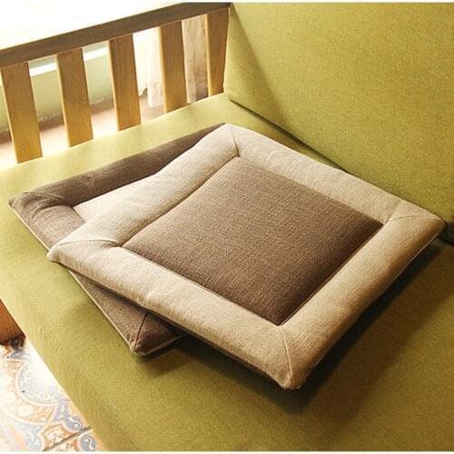 Square Shape 2 Size Cotton Linen Seat Cushion Silk Cotton Core Tatami Cushion Pillow Home Decoration Soft Car Sofa Cushion