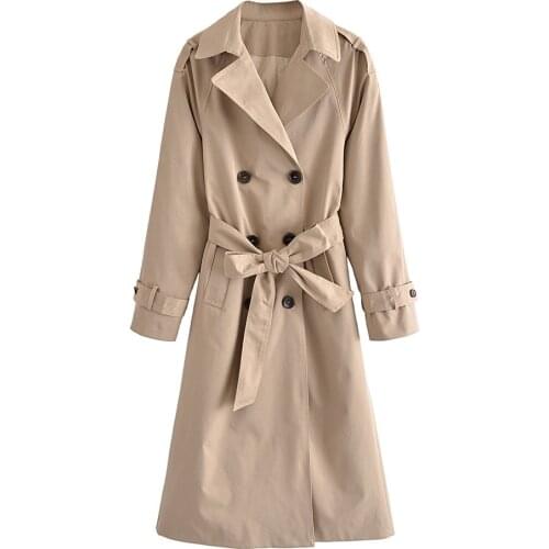 Liva girl Women's Double Breasted Trench Coats