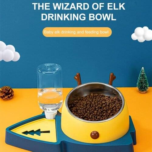 Stainless Steel Pet Cat Bowl Dog for Cats Feeder Bowls With Automatic Drinking Fountain 320ML Capacity Puppy Feeding Waterer