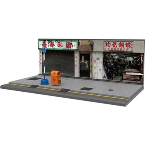 1:35 Car Model Hong Kong Small Road Market Assembly Toys Match Vehicle Scene Accessories Vehicle Scene Diy Match Boys Toys
