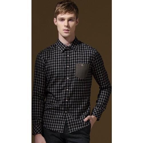 DANDY HOMME2016fashion brand clothing autumn long-sleeve men England slim fit shirts single breasted palid pocket dress shirts