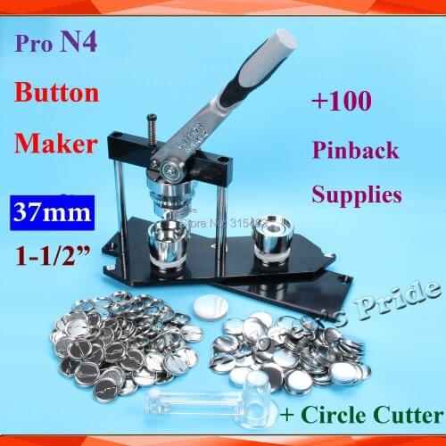 N4 1-1/2" 37mm Badge Button Maker +Cutter+100 Pinback