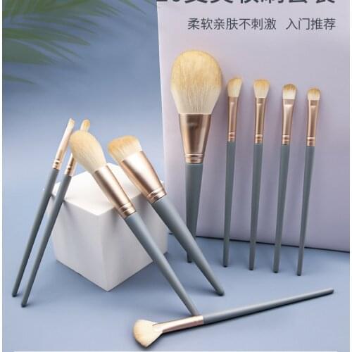 10 Pcs Makeup Brush Suit Wooden Handle Contour Powder Foundation Eye Shadow Concealer Eyebrow Highlight Blush Lips Make Up Tool