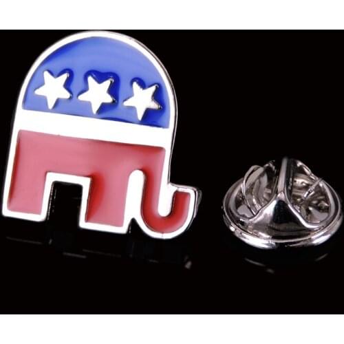 Lapel Pin Badges silver color Republican Party Lapel Pin Badge Fashion Brooches Novelty Pin Mens jewelry accessorie wholesale
