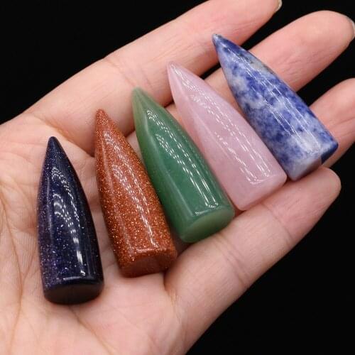 Natural Semi-precious Stone Cone Pendant Rose Quartz Green Aventurine Gold Sand Stone for DIY Jewelry Making High Quality Gift