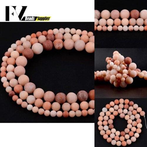 Natural Pink Matte Dull Polished Aventurine Stone Beads For Jewelry Making Needlework Diy Bracelet Necklace Charm 4 6 8 10mm 15