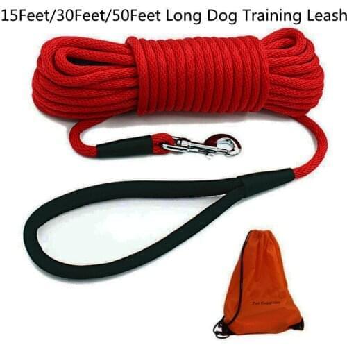 50 Feet Long Pet Leash Nylon Solid Outdoor Walking Dog Leash Durable Long Dog Tracking Supplies For Medium Large Dog Leashes