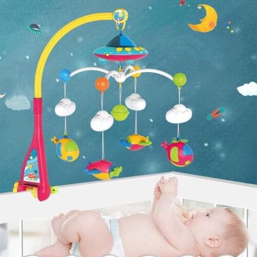 New Baby Crib Remote Mobiles Rattles Music Educational Toys Rotating Bed Bell Nightlight Rotation Carousel Cots 0-12M Newborns