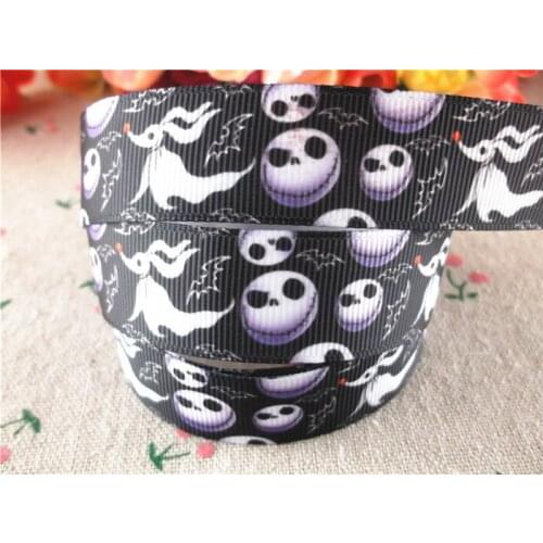 New arrival 7/8" (22mm) skull printed grosgrain ribbons halloween ribbon hair accessories 50 yards WQ14091411