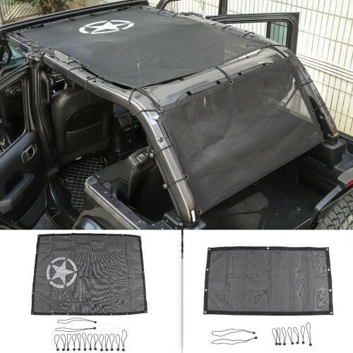 New For Jeep Wrangler 4 Door JL 2-Piece Front & Rear Sun Shade Mesh Top Combo 2018