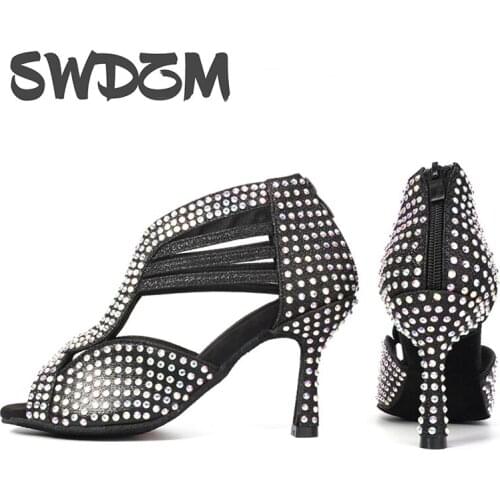 SWDZM ballroom dancing shoes for women girls latin dance shoes heels waltz samba salsa dance shoes zip tango flamenco character