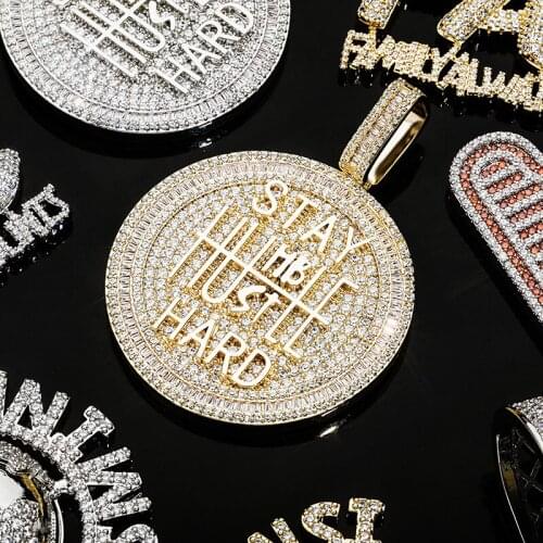 Hip Hop Micro Paved Cubic Zirconia Bling Iced Out Star Hard Round Pendants Necklace for Men Rapper Jewelry Drop Shipping