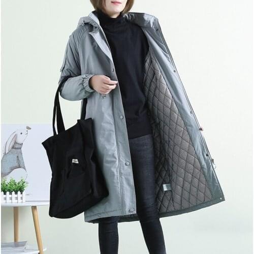 Winter Cotton-padded Coat Womens Long Section 2020 New Korean Loose Wild Hooded Waist Cotton Thick Padded Cothing Coat E92