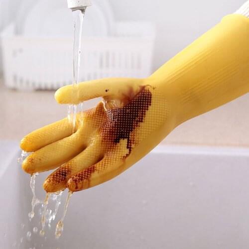 Home Rubber Gloves Plastic Latex Wear-resistant Dishwashing Housework Labor Insurance Washing Clothes Rubber Waterproof Kitchen