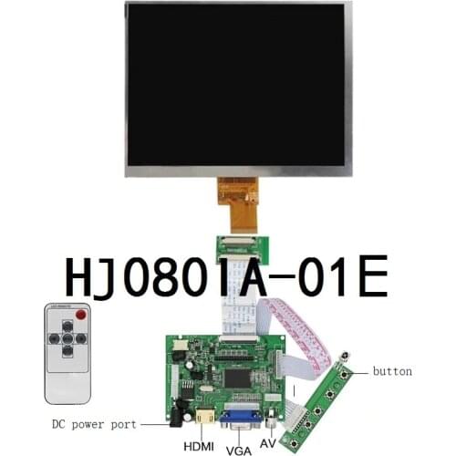 Latumab 8 inch IPS 1024*768 tablet HD screen LCD display HJ080IA-01E HE080IA-01D Driver Board HDMI Control Monitor For Raspberry