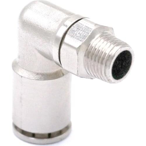 Pneumatic Nickel Brass ELbow Push In Connector Union Quick Release Air Fitting Plumbing 1/8" BSP Male to Fit Tube O/D 8mm