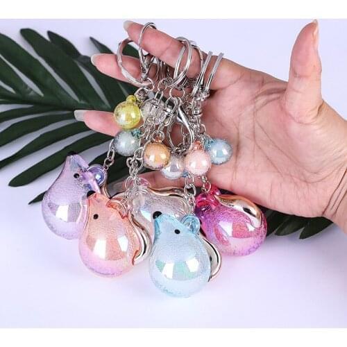 Cartoon Cute Fashion Jelly Acrylic Mouse Keychain Couple Doll Mouse Key Chain Personality Women Bag Pendant Keyring
