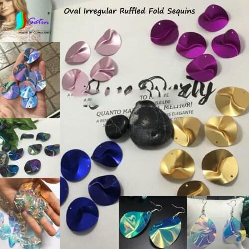 DIY Creative Transparent Magic Laser Matte Oval Irregular Ruffled Fold Sequins Earrings Curtain Jewelry Sew Decorative Sequins