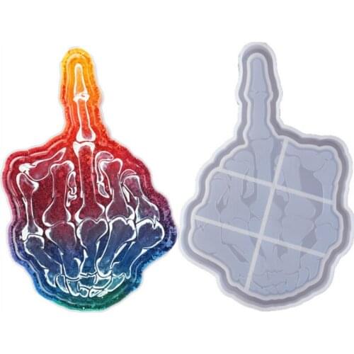 DIY Hand Middle Finger Skeleton Hand Silicone Mold Jewelry Fillings Pendant Accessory Charms Handmade Epoxy Resin Mould Craft