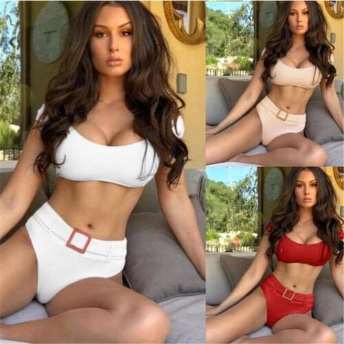 Sexy Women Bodysuit Solid Bikini Push-Up Padded Swimwear Swimsuit Bathing Beachwear Solid Buckle Swimsuit Swimsuits