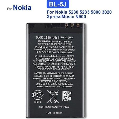 BL-5J BL5J BL 5J Replacement Battery for Nokia 5230 5233 5800 3020 XpressMusic N900 C3 Lumia 520 525 530 5900 with Track Code