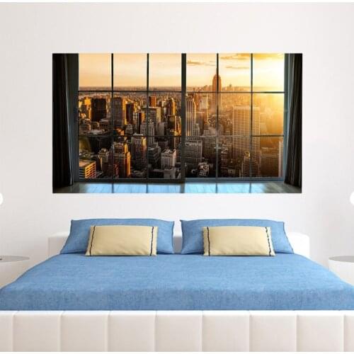 Outside Scenery 3D Headboard Wall Decal Vinyl Bedside Sticker Home Decoration