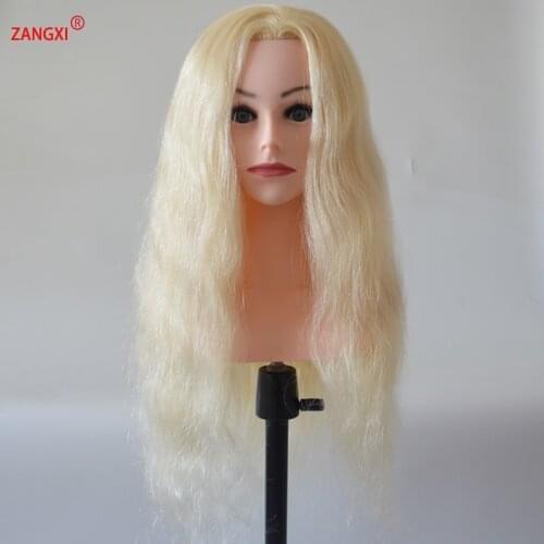 High Grade Mannequin for Hairstyles 100% Human Hair Blonde White Color Doll Head 22inch Long Hair Practice Head With Shoulder