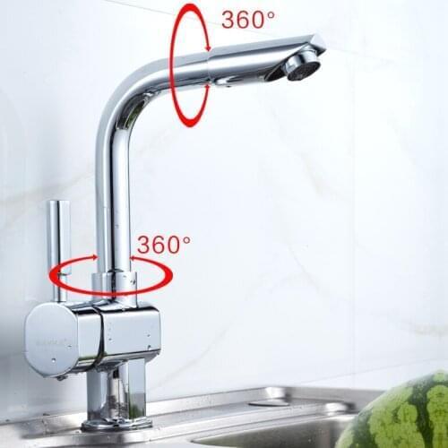 X8057K2 - Luxury Deck Mounted Chrome Finish Brass Material Kitchen Tap