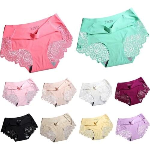 Women Sexy Stylish Ultra-thin Seamless Breathable Stretchy Lace Patchwork Briefs платье