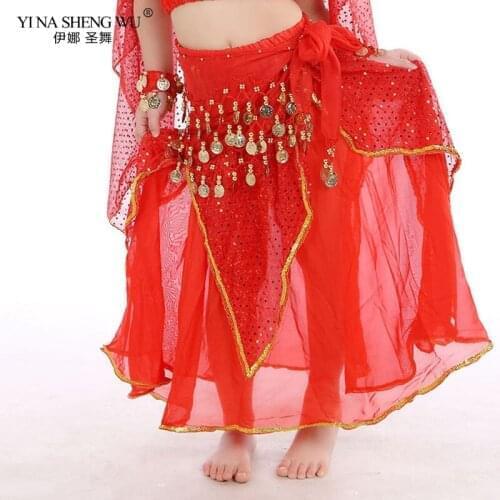 Girls Belly Dance Costumes Skirt Senior Sexy Chiffon Bellydance Skirt for Women Grils Belly Dancing Clothes Skirts Kids 6 Colors