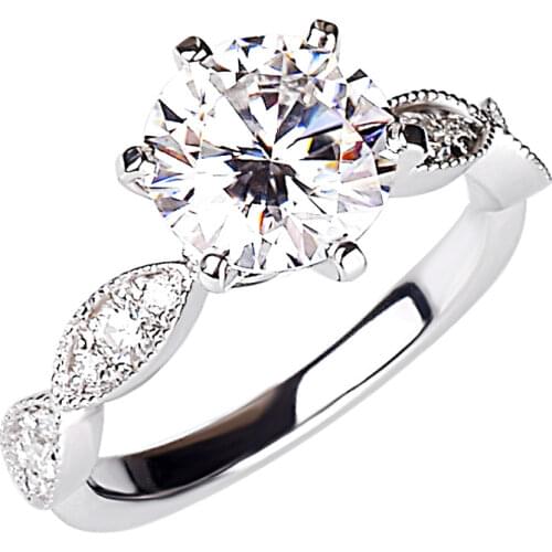 Dazzling Big Diamond Real S925 Sterling Silver Womens Ring Exquisite Engagement Wedding Party Luxury and Elegance Mossan Stone