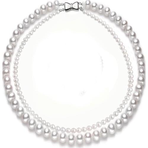 Fashion Double Strands Freshwater Pearl Choker Necklace For Women Purple White Real Pearl Necklace Wedding Gift