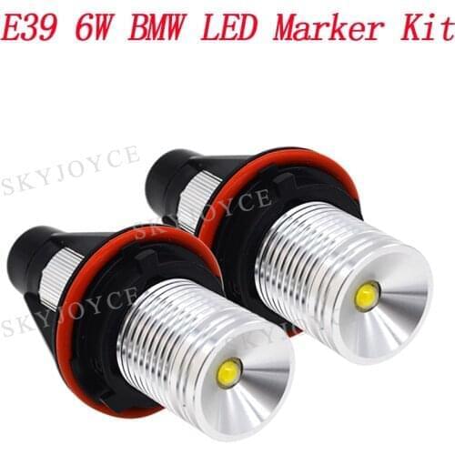 1 Set 2*6W 12W E39 LED Marker Angel Eyes Halo Ring DRL White LED Chips For E60 E61 E63 E65 E53 E87 Car Styling B-M-W Angel Eyes