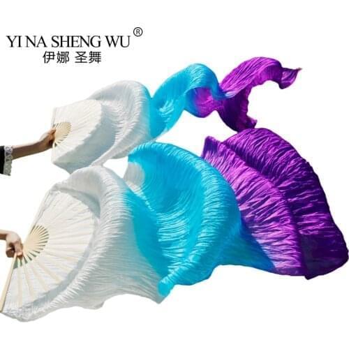 Can be Customized Real Silk/Imitation Silk Belly Dance Fans 1 Pair High Quality Bamboo Ribs Long Silk Belly Dancing Props Fans